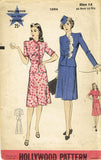 1940s Vintage Hollywood Sewing Pattern 1094 Misses WWII Scalloped Suit Sz 14 32B - Vintage4me2