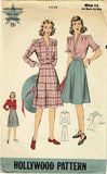 1940s Original Vintage Hollywood Pattern 1117 Uncut Misses WWII Skirt & Blouse