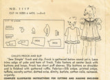 Hollywood 1117: 1930s Toddler Girls Dress & Slip Size 3 Vintage Sewing Pattern