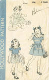 1940s Vintage Hollywood Sewing Pattern 1140 Toddler Girls Apple Dress Size 2 21B - Vintage4me2