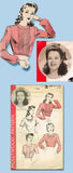 1940s Vintage Hollywood Starlet Sewing Pattern 1165 Misses WWII Blouse Sz 12 30B - Vintage4me2