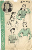 1940s Vintage Hollywood Sewing Pattern 1165 Misses WWII Tucked Blouse Size 16 - Vintage4me2