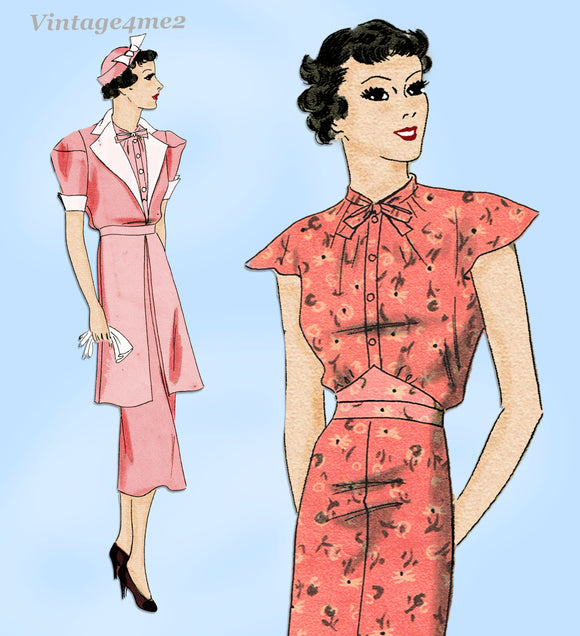 Hollywood Starlet 1188: 1930s Uncut Colbert Dress & Jacket 34B VTG Sewing Pattern
