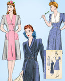 1940s Vintage Hollywood Sewing Pattern 1191 Misses Housecoat or Dress Sz 36 Bust - Vintage4me2