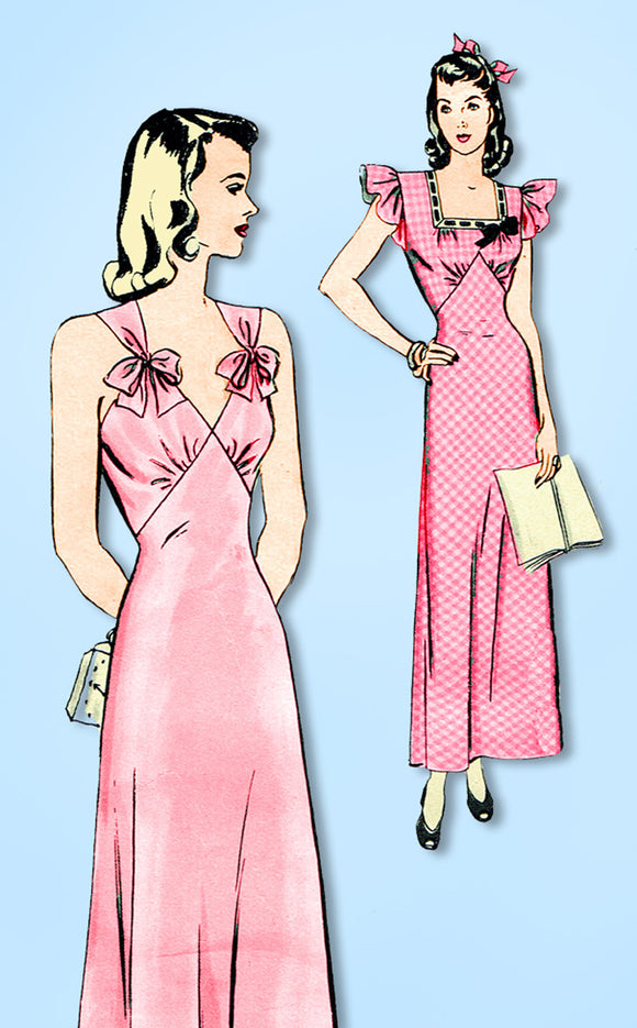 1940s Vintage Hollywood Sewing Pattern 1247 Uncut Misses Bias Cut Nightgown 32B