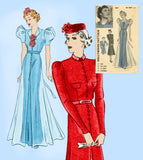Hollywood 1297: 1930s Rare Plus Size Dinner Dress Sz 40 B Vintage Sewing Pattern