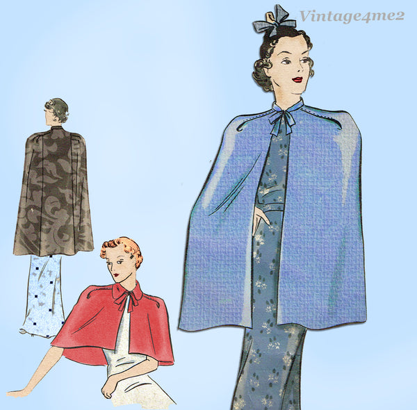 Hollywood Starlet 1312: 1930s Glamorous Misses Cape 34B Vintage Sewing Pattern