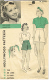 1930s Vintage Hollywood Sewing Pattern 1343 Misses Blouse Shorts & Turban Sz 32B - Vintage4me2