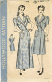 1940s Vintage Hollywood Pattern 1365 Uncut Plus Size Housecoat or Dress 42 Bust