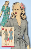 1940s Vintage Hollywood Sewing Pattern 1388 Misses WWII Peplum Suit Size 30 Bust