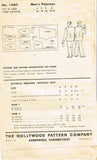 1940s Vintage Hollywood Sewing Pattern 1460 WWII Men's Two Piece Pajamas Sz 36 C - Vintage4me2