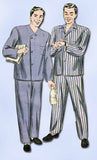 1940s Vintage Hollywood Sewing Pattern 1460 WWII Men's Two Piece Pajamas Sz 36 C - Vintage4me2