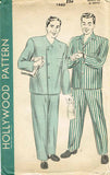 1940s Vintage Hollywood Sewing Pattern 1460 WWII Men's Two Piece Pajamas Sz 36 C - Vintage4me2