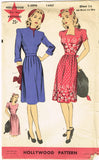 1940s Vintage Hollywood Sewing Pattern 1497 Uncut Misses Street Dress Size 30 B