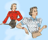 Hollywood 1530: 1940s Charming Misses WWII Blouse Sz 34 B Vintage Sewing Pattern
