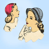 Hollywood 1565: 1930s Uncut Misses WWII Hat Set Sz 22H Vintage Sewing Pattern