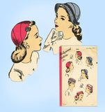Hollywood 1565: 1930s Uncut Misses WWII Hat Set Sz 22H Vintage Sewing Pattern