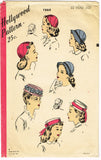 Hollywood 1565: 1930s Uncut Misses WWII Hat Set Sz 22H Vintage Sewing Pattern