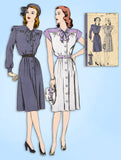 1940s Vintage Hollywood Sewing Pattern 1577 Uncut Misses Shirtwaist Dress Sz 32B