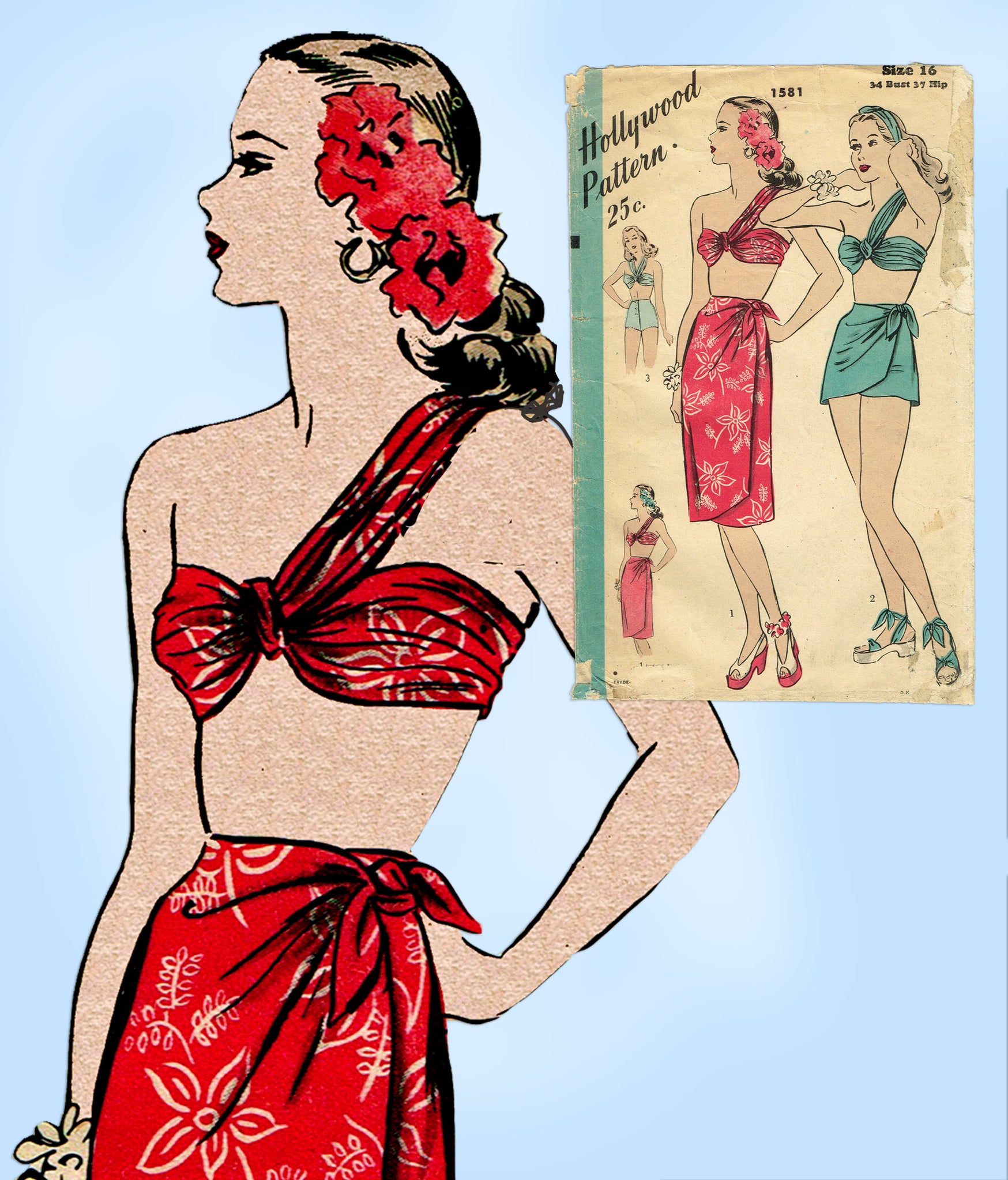 Hollywood 1348: 1940s Misses Pants Suit Sz 32 B Vintage Sewing Pattern –  Vintage4me2