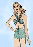 Hollywood 1581: 1940s Sexy WWII Sarong Bikini Sz 34 Bust Vintage Sewing Pattern - Vintage4me2