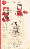 1940s Vintage Hollywood Sewing Pattern 1616 Toddler Girls Scalloped Dress Size 4 - Vintage4me2