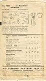 1940s Original Vintage Hollywood Pattern 1623 WWII Misses Sun Dress & Bolero 32B