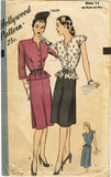 1940s Vintage Hollywood Sewing Pattern 1639 Uncut WWII Misses Peplum Suit Sz 30B