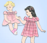 1930s Vintage Hollywood Sewing Pattern 1672 Uncut Baby Girls Dress & Slip Size 1