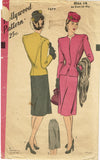 1940s Vintage Hollywood Sewing Pattern 1677 Misses WWII Suit Size 36 Bust