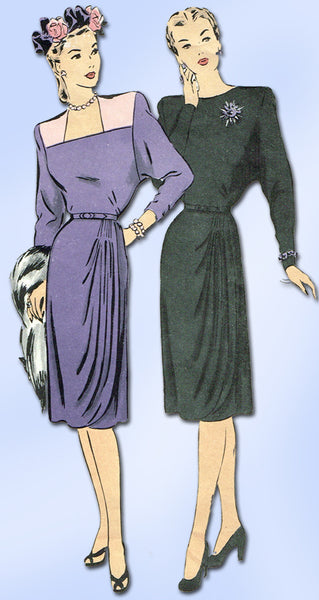 1940s Vintage Hollywood Sewing Pattern 1683 WWII Misses Cocktail Dress –  Vintage4me2