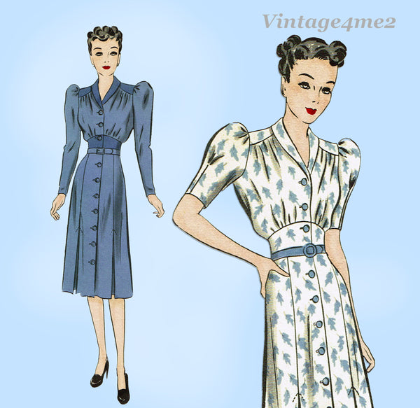 Hollywood 1712: 1930s Lovely Misses Gathered Dress Sz 36B Vintage Sewing Pattern