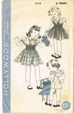 1930s Vintage Hollywood Sewing Pattern 1715 Girls Shirred Skirt and Blouse Sz 6 - Vintage4me2
