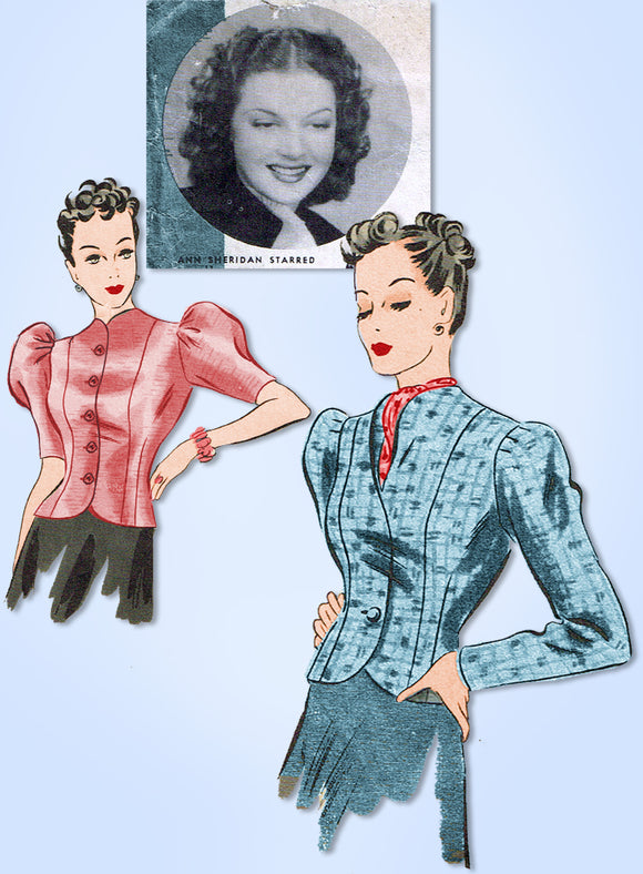 1930s Original Vintage Hollywood Starlet Pattern 1727 Misses Jacket Set Sz 32 B
