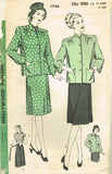 1940s Vintage Hollywood Sewing Pattern 1746 Misses Maternity Suit Size 14 32B - Vintage4me2