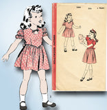 1940s Vintage Hollywood Sewing Pattern 1805 WWII Toddler Girls Keyhole Dress Sz6 - Vintage4me2