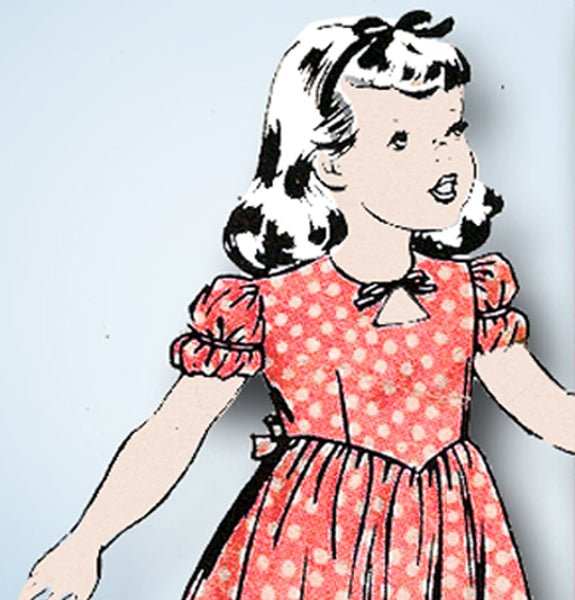 1940s Vintage Hollywood Sewing Pattern 1805 WWII Toddler Girls Keyhole Dress Sz6 - Vintage4me2