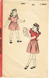 1940s Vintage Hollywood Sewing Pattern 1805 WWII Toddler Girls Keyhole Dress Sz6 - Vintage4me2