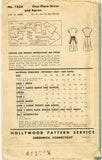 Hollywood 1834: 1940s Uncut Misses Dress & Apron Sz 34 B Vintage Sewing Pattern
