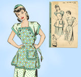 Hollywood 1834: 1940s Uncut Misses Dress & Apron Sz 34 B Vintage Sewing Pattern