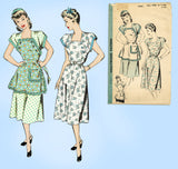Hollywood 1834: 1940s Uncut Misses Dress & Apron Sz 34 B Vintage Sewing Pattern