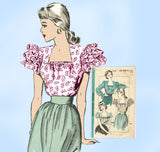 Hollywood 1875: 1940s Misses Peasant Blouse Size 32 Bust Vintage Sewing Pattern - Vintage4me2