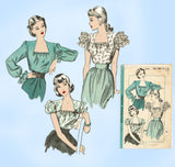 Hollywood 1875: 1940s Misses Peasant Blouse Size 32 Bust Vintage Sewing Pattern - Vintage4me2