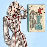 1940s Vintage Hollywood Sewing Pattern 1876 Uncut Misses Princess Dress Sz 32 B