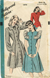 1940s Vintage Hollywood Sewing Pattern 1876 Uncut Misses Princess Dress Sz 32 B