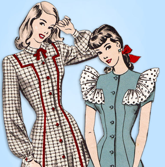1940s Vintage Hollywood Sewing Pattern 1876 Uncut Misses Princess Dress Sz 32 B