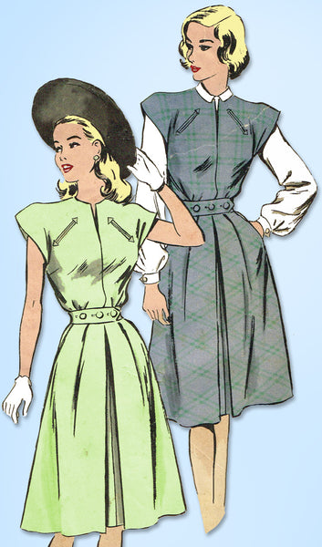 1940s Vintage Hollywood Sewing Pattern 1880 WWII Misses Dress or Jumper Sz 30 B - Vintage4me2