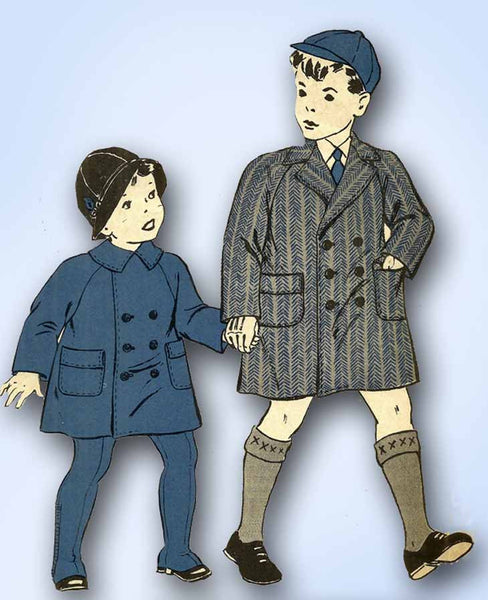 1940s Vintage Hollywood Sewing Pattern 1896 WWII Toddler Boys Winter Coat Sz 2 - Vintage4me2
