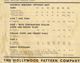 Hollywood 1902: 1940s Misses WWII Dress or Housecoat 32B Vintage Sewing Pattern