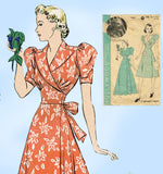 Hollywood 1902: 1940s Misses WWII Dress or Housecoat 32B Vintage Sewing Pattern - Vintage4me2